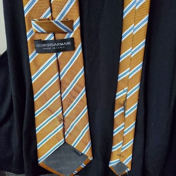 Giorgio Armani Orange, White, & Blue Silk Tie - Picture 5 of 7